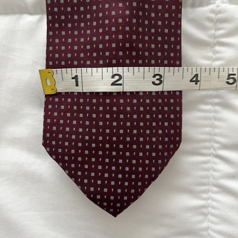 Barneys New York Silk Neck Tie Maroon Geometric Party Office Men's Tie - Picture 4 of 4